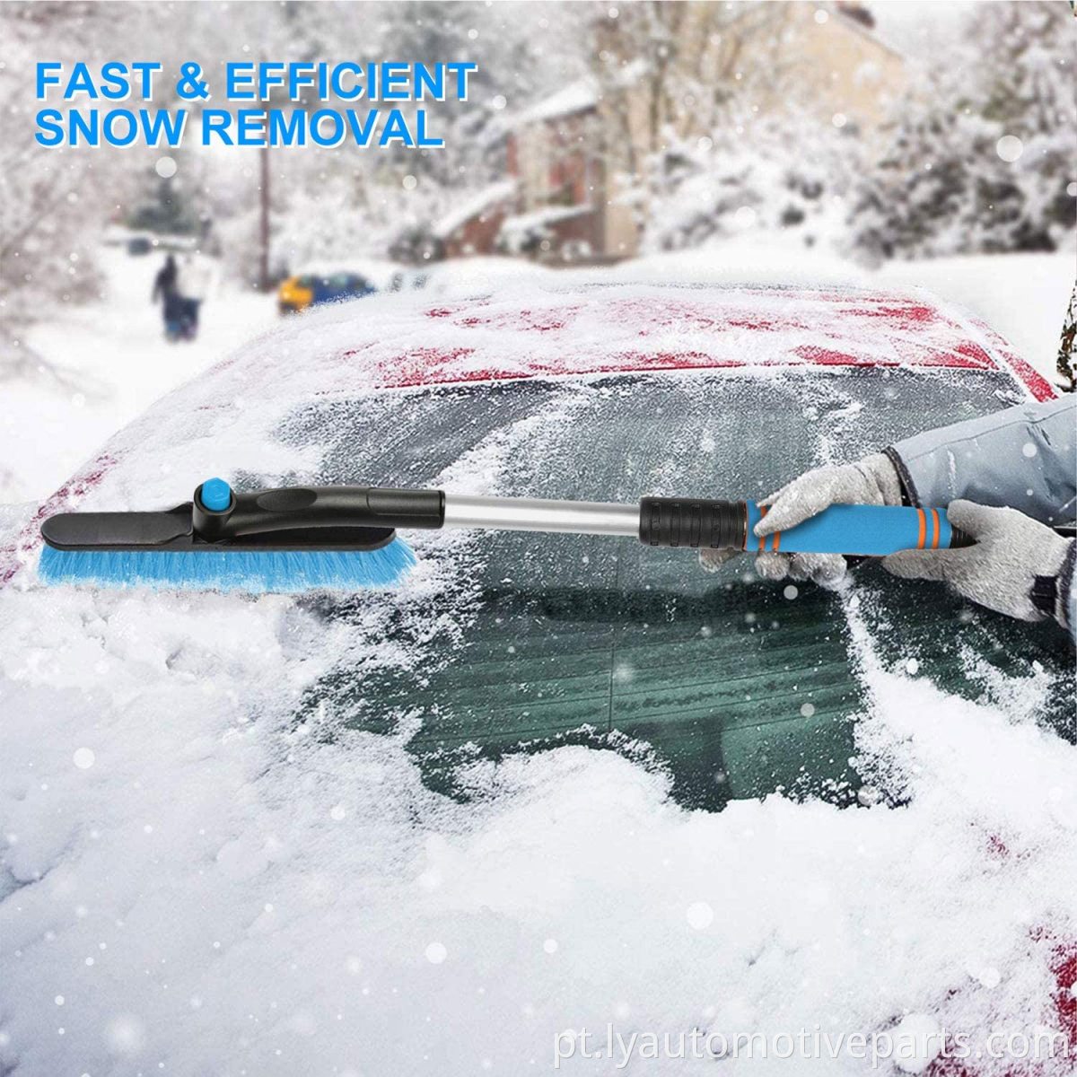 Escova de neve de carro com raspador de gelo e aderência de espuma Remoção de escova de neve de neve destacável Extendível para caminhão SUV automático de carro